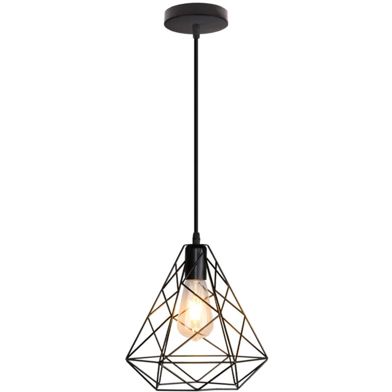 Norcks - Lampe à Suspension Diamant Noire Lustre D'Intérieur Antique, Abat-Jour En Métal Suspension Luminaire Rétro Pour Chambre à Coucher, Café, Bar