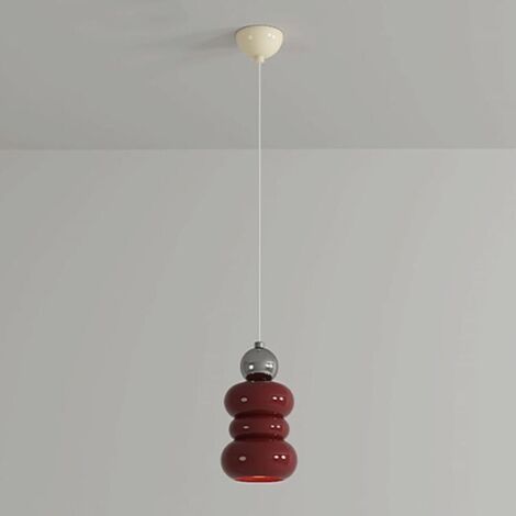 Lampe à suspension en métal chromé avec abat-jour en résine rouge, mini suspension de chevet, luminaire E27, suspensions minimalistes modernes pour chambre à coucher, couloir, salle à manger