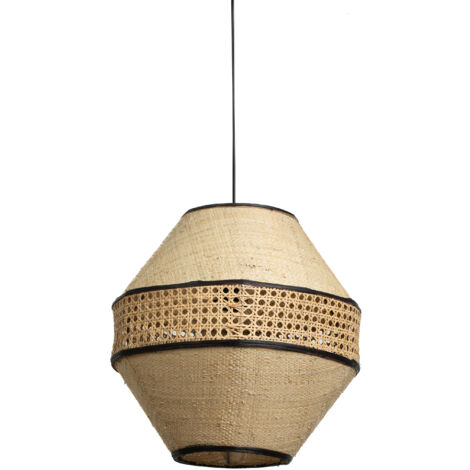 Lampe à suspension en rotin blanc/naturel