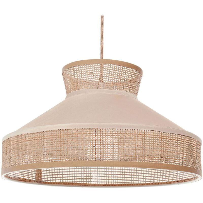 Beliani - Lampe à Suspension en Rotin et Velours Abat-Jour Conique Ton Naturel et Beige Batali