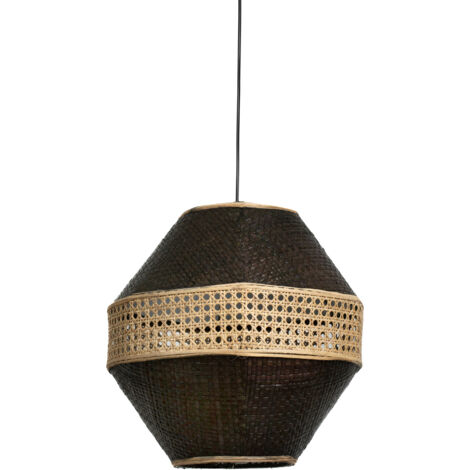 Lampe à suspension en rotin noir/naturel