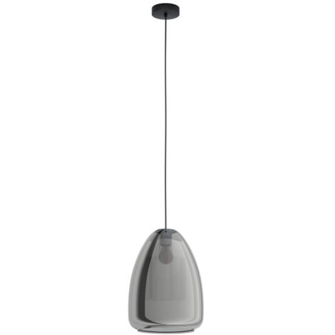 Lampe à suspension en verre Chelvey noir avec verre fumé - 32167