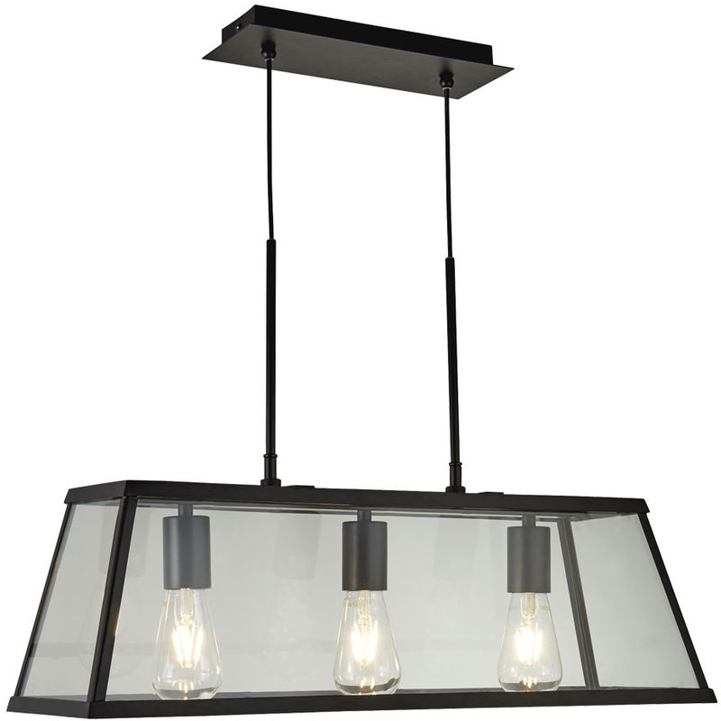 Lampe à suspension en verre noir éclairage de salon lanterne suspendue au plafond projecteur 4613-3BK