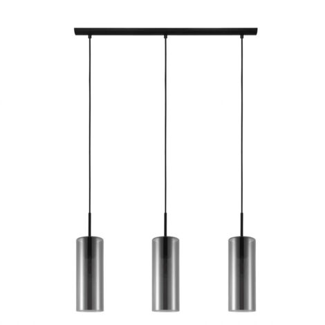Lampe à suspension en verre Keyns 3 lumières noir avec verre fumé - 32467