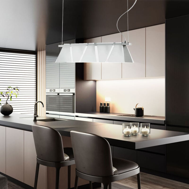 Plafonnier design suspension suspension argent verre satiné Eglo ximena 89763