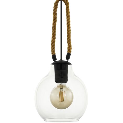 Lampe à suspension en verre Roding avec corde - 43617