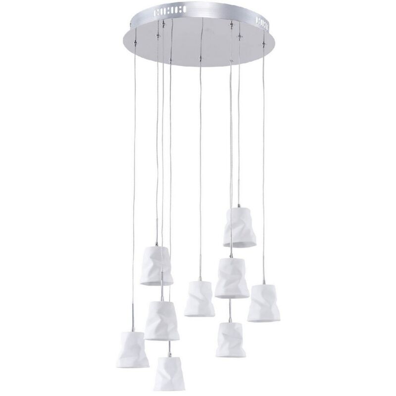 Epikasa - Suspension Joelle, Métal, Acrylique, Chrome, Blanc, 40x40x120 cm