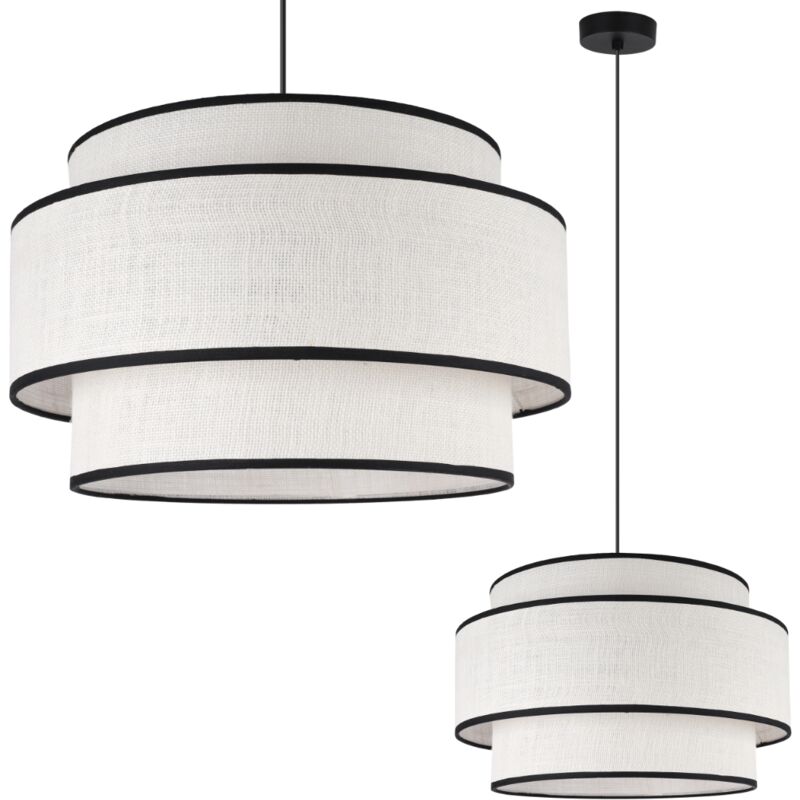 Lampe À Suspension Juta Trio 1-Pl Blanc-Noir 45cm E27