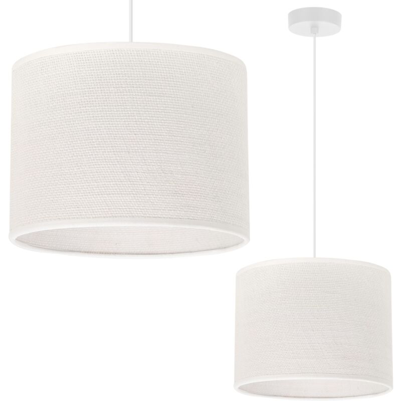 Lampe À Suspension Jute Blanc 1-Pla Abat-Jour Blanc 20cm E27