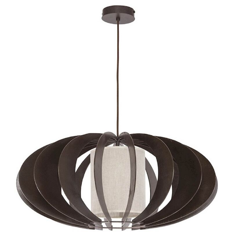 Epikasa - Suspension Keiko, Bois, Tissu, Blanc, Wengé, 60x60x100 cm