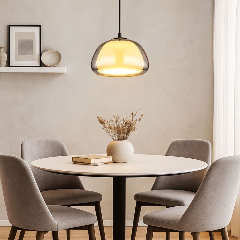 Lampe à suspension Lampe à suspension Lampe à suspension Lampe à suspension métal verre fumé mat h 120cm