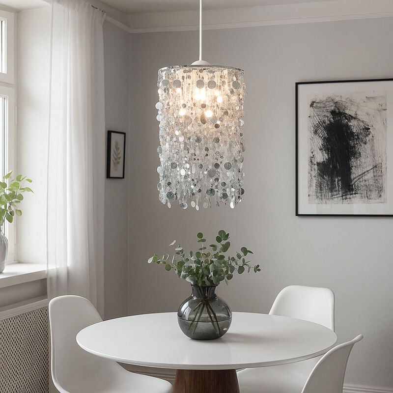 Lampe pendule pour enfants argent filles salle de jeux design lampe suspendue au plafond avec ampoules LED