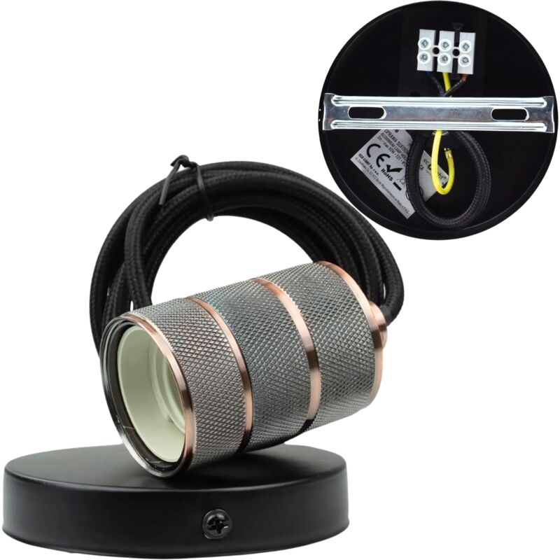 Lampe à suspension Luminaire décoratif E27 Fil de cuivre rouge noir Loft