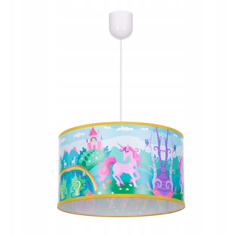Lampe à suspension, lustre, abat-jour licorne