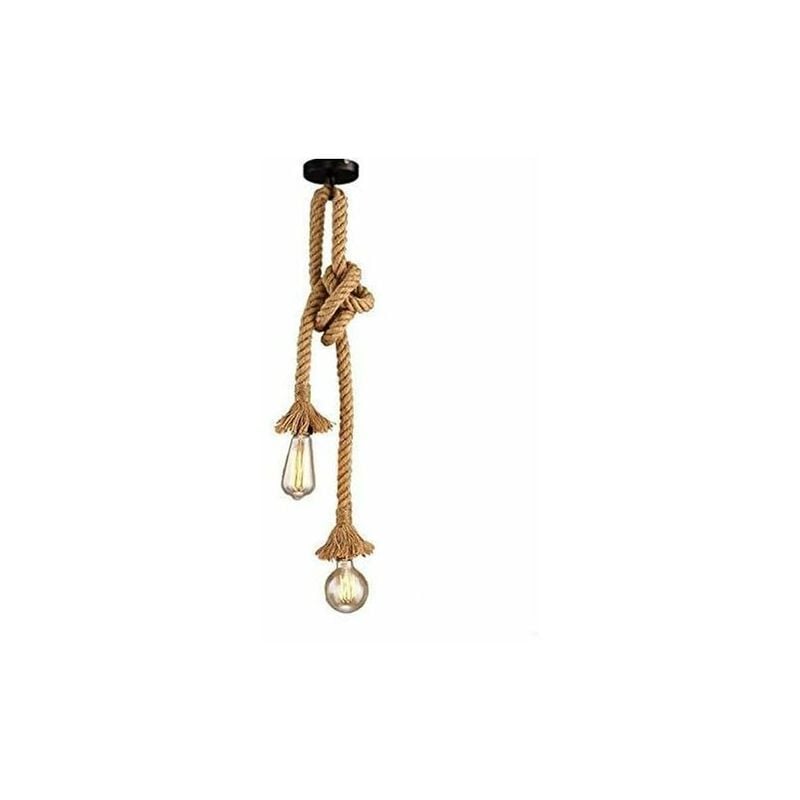 Yozhiqu - Lampe à suspension lustre en corde de chanvre vintage lampe suspendue corde lampe suspendue double tête plafonnier industriel rétro E27