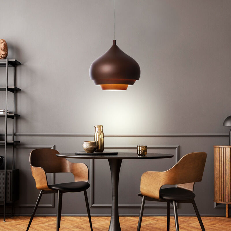 Plafonnier pendule crème salon salle à manger éclairage suspension marron Eglo 97214