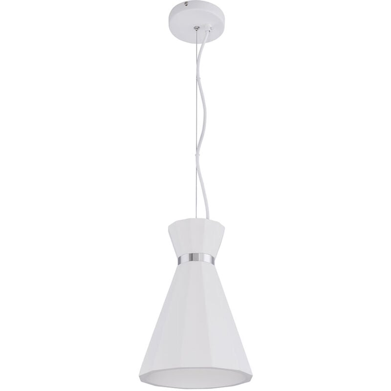Globo Lighting - Lampe suspension suspension plafonnier suspension suspension lampe cone lampe salle à manger, plâtre métal anneau chromé blanc, 1x