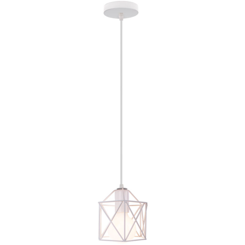 Lampe à Suspension Moderne Blanc Suspension Luminaire En Métal Rétro Plafonnier D'Intérieur Pour Chambre à Coucher, Café Et Bar