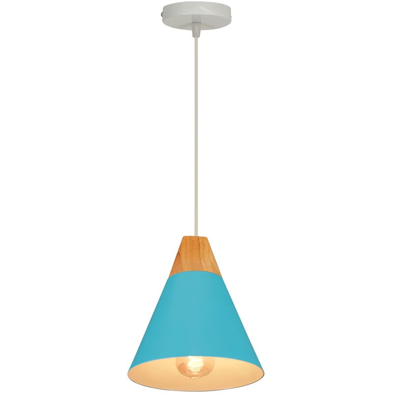 Stoex - Lampe à Suspension Moderne Bleu Suspension Luminaire Nordique Lustre Rétro Abat-Jour En Métal Ampoule E27 Suspension Intérieure
