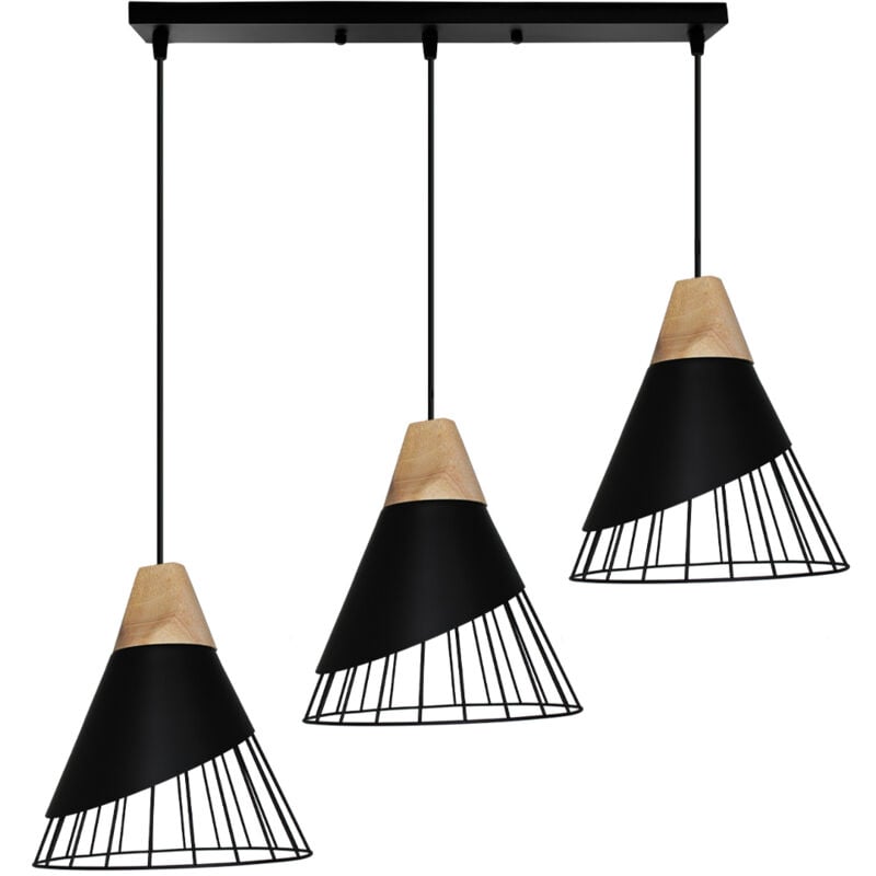 Norcks - Lampe à Suspension Moderne Noir 60W Plafonnier Rétro D'Intérieur Abat-Jour En Métal