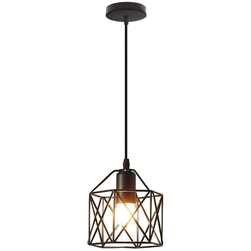 Lampe À Suspension Moderne Noire Suspension Luminaire En Métal Rétro Plafonnier D'Intérieur Pour Chambre À Coucher, Café Et Bar