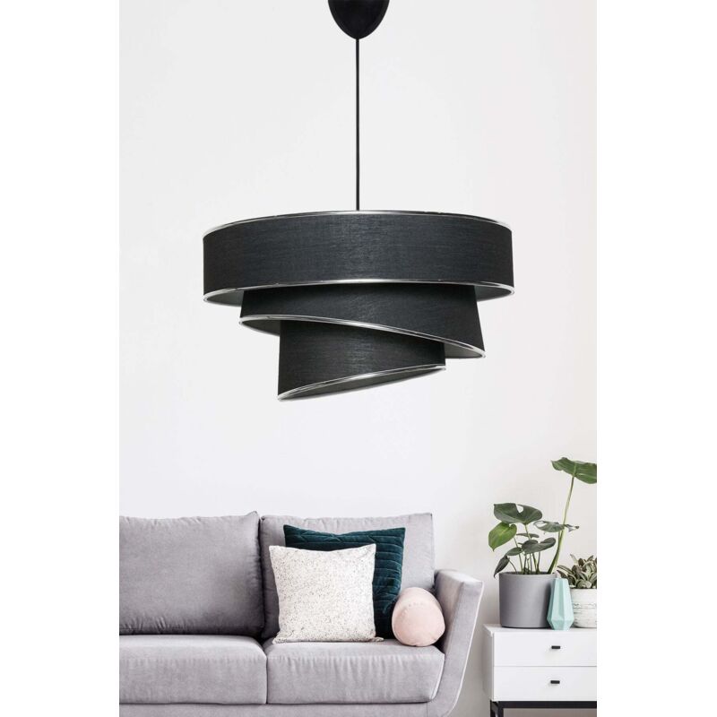 Greenice – Suspension en métal noir et argenté – Hauteur ajustable 30-70 cm – Diamètre 40 cm – Indice de protection IP20 – Douille E27 Greenice – Suspension en métal noir et argenté – Hauteur ajustable 30-70 cm – Diamètre 40 cm – Indice de protection IP20 – Douille E27