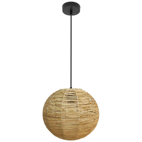 Lampe à suspension Orfeo Noir/Marine Végétale Naturelle 1xE27 (Ø30x30x30cm)