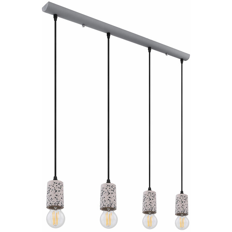 lampe à suspension plafonnier suspension moderne à suspendre table à manger, aspect pierre gris métal, 1x e27, lxh 80x120 cm