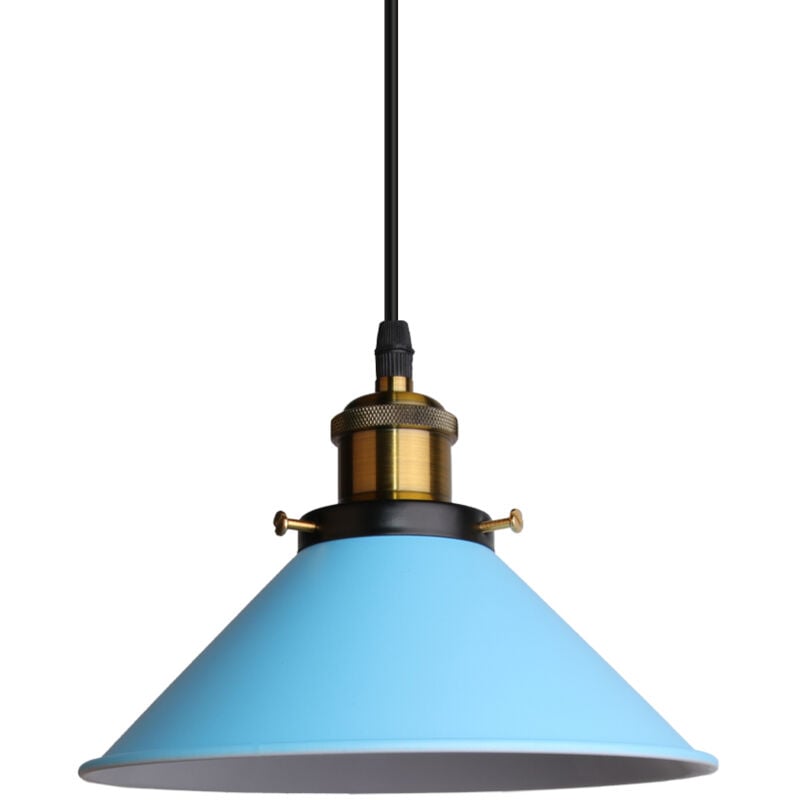 Stoex - Lampe à Suspension Rétro Lustre Vintage Bleu Ø22CM Plafonnier Industriel Lampes Suspendues Modernes Pour Restaurant Loft Cuisine Café E27
