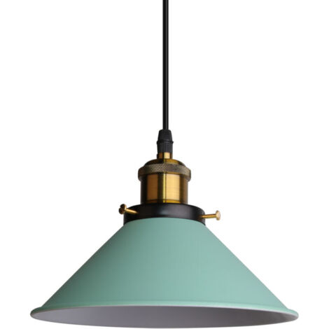 Lampe À Suspension Rétro Lustre Vintage Vert Ø22CM Plafonnier Industriel Lampes Suspendues Modernes Pour Restaurant Loft Cuisine Café E27