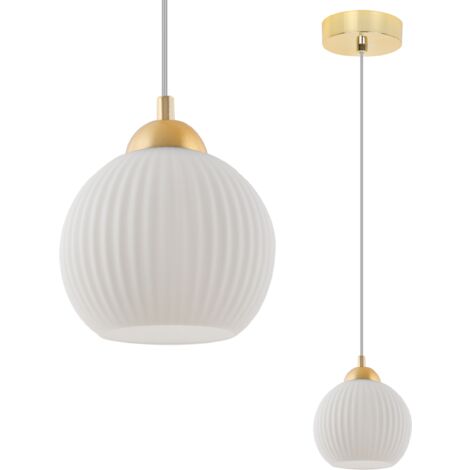 LAMPE À SUSPENSION RIFFLE GOLD 1-PLA ABAT-JOUR BLANC BOULE E27