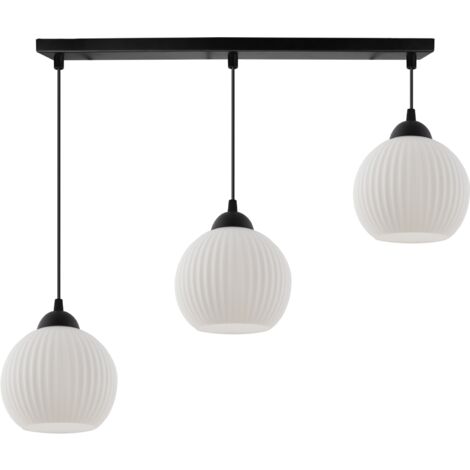 LAMPE À SUSPENSION RIFFLE NOIRE 3 FLASH BOULE BLANCHE E27