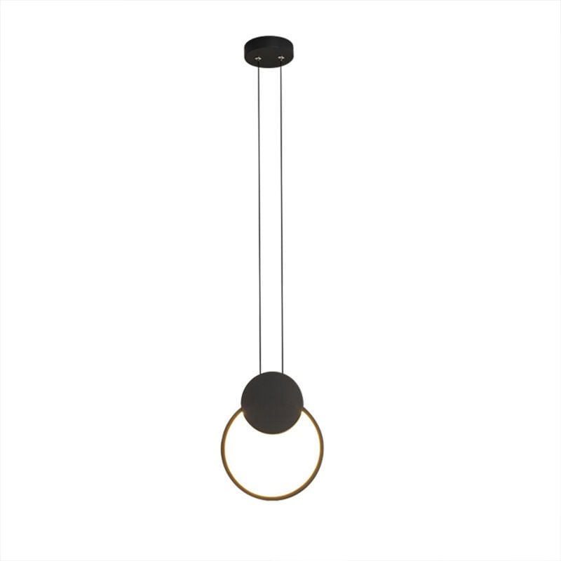 Lampe à Suspension Ronde Créative Lustre Moderne Plafonnier Led (Noire) Luminaire D'Intérieur Blanc Chaud, Pour Chambre à Coucher, Café, Bureau