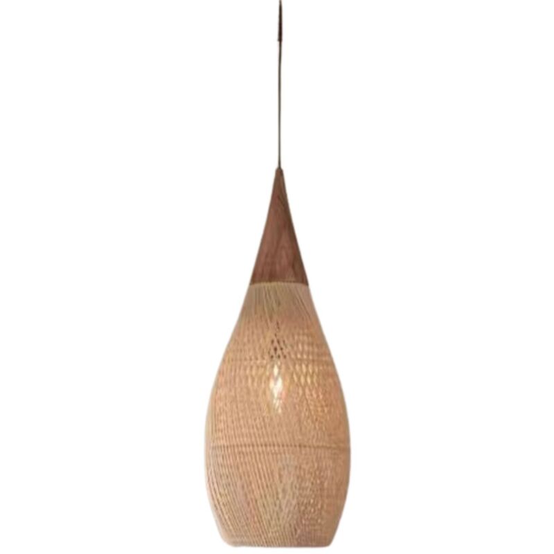 Lampe à suspension rustique en rotin - 25cm (couleur naturelle)