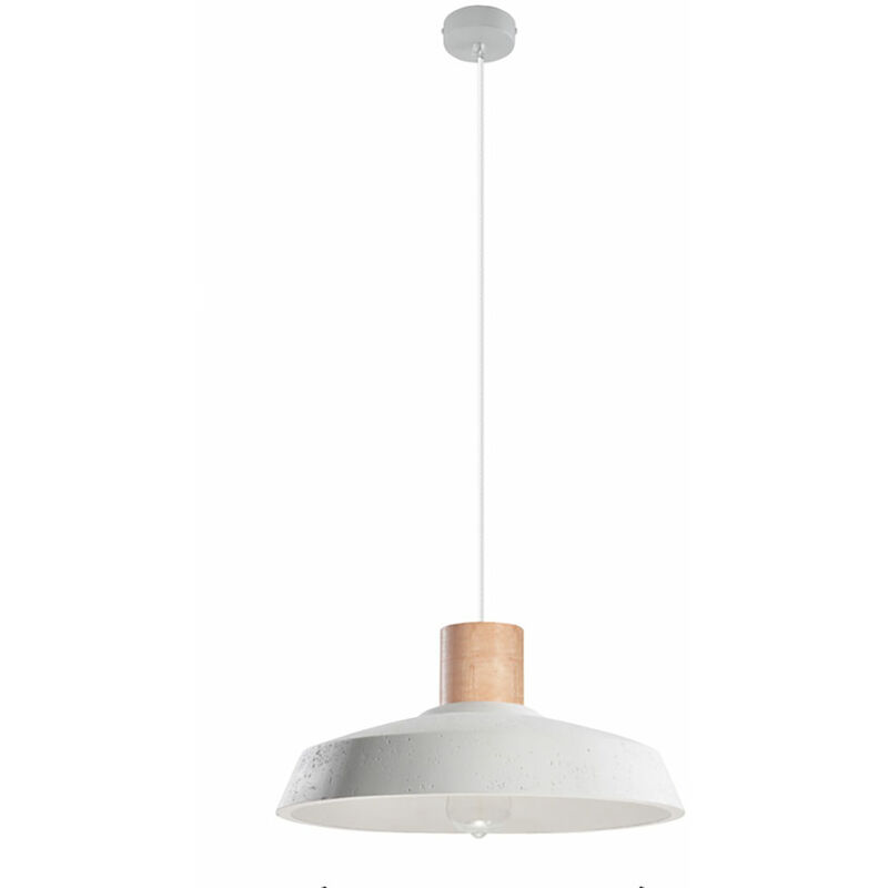 Lampe à suspension salle à manger suspension design lampe de salon en béton et bois, gris brun, 1x E27, PxH 40x100 cm