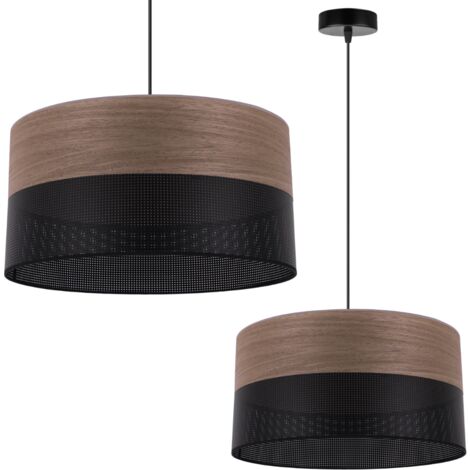 LAMPE À SUSPENSION SIMPLE, ABAT-JOUR EN PLACAGE DE NOYER, 40 CM