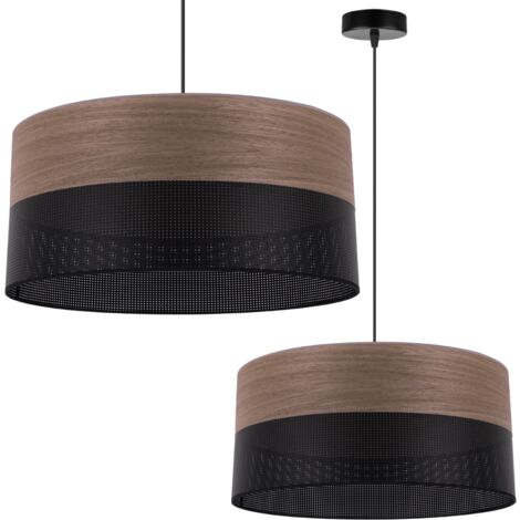 LAMPE À SUSPENSION SIMPLE, ABAT-JOUR EN PLACAGE DE NOYER, 44 CM