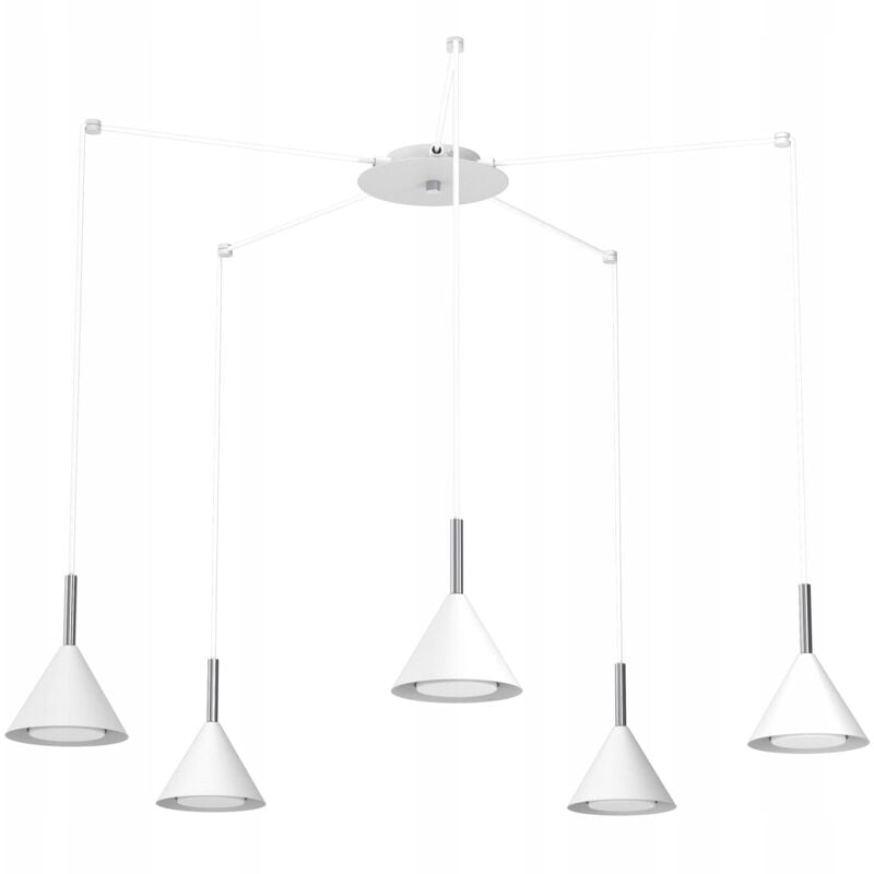 Lampe à suspension Spider Cone blanc chrome Ewilight Cone 5x Gx53