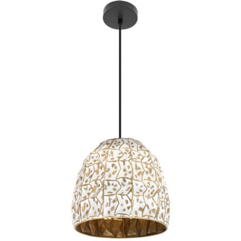 Lampe à suspension Tebas Noir/Blanc/Or 1xE27 (50135xØ33x33cm)