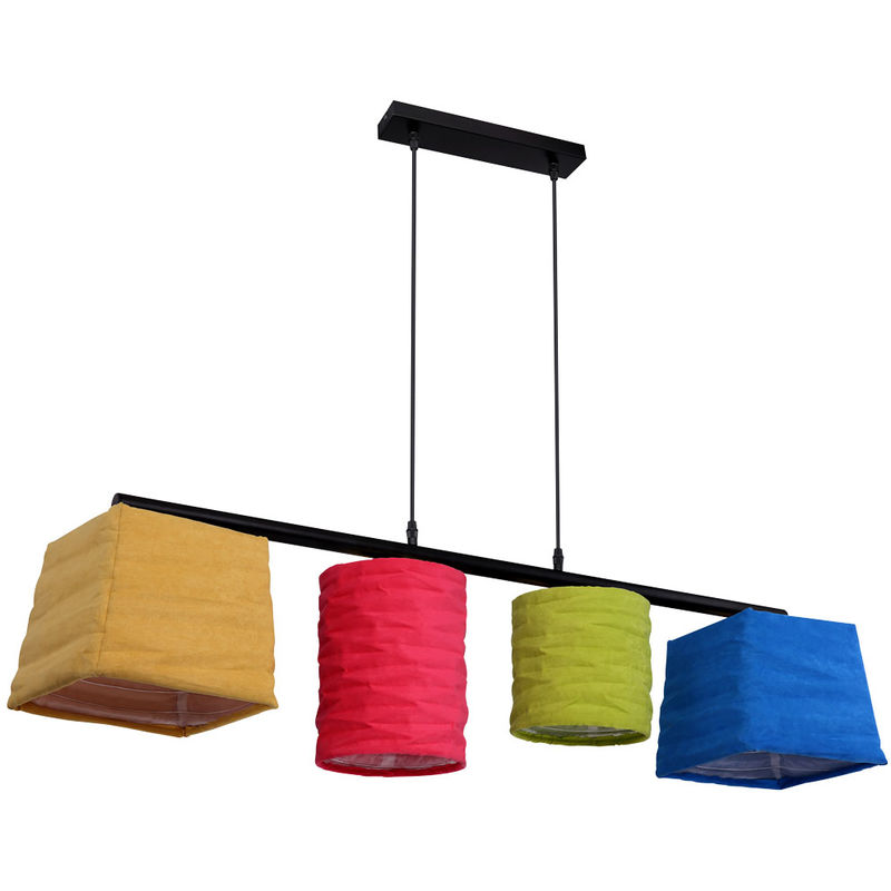 Lampe suspendue design plafonnier lampe textile jaune bleu rouge éclairage salle à manger Globo 15352-4B