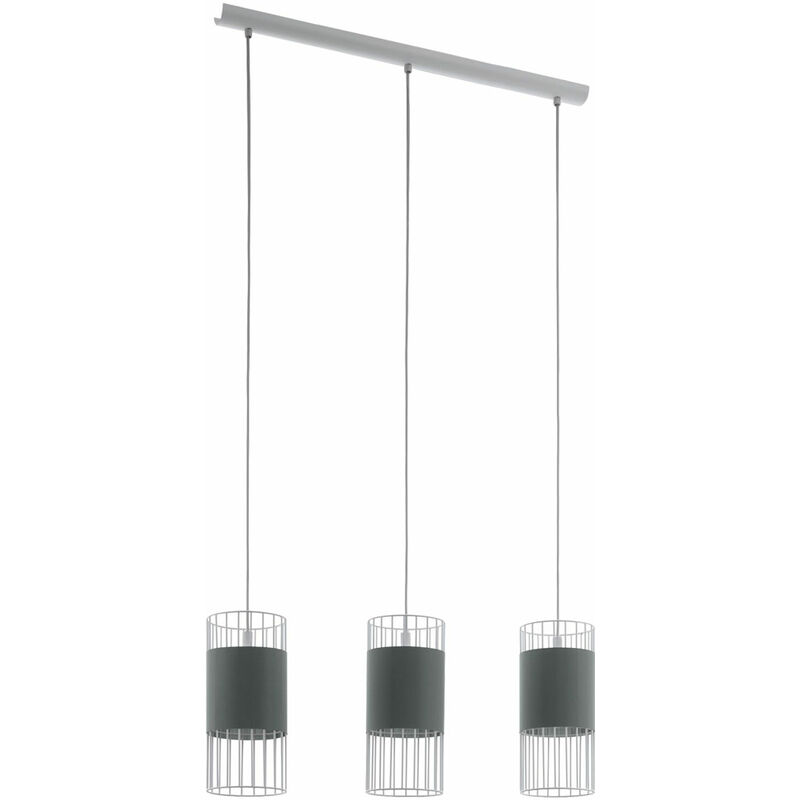 eglo - lampe a suspension textile salon lampe salle manger avec 3 lampes, abat-jour design cage, 3x e27, lxh 74x110