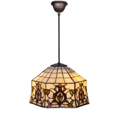 Lampe à suspension Tiffany série Hexa avec câble D-30cm