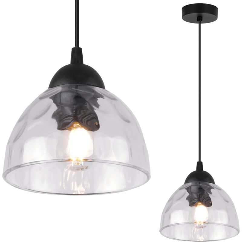 Lampe À Suspension Venice 1 Plaque Abat-Jour Transparent E27