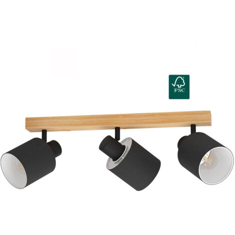 Lampe à tache Batallas Brown, Noir, Blanc L: 48 B: 5cm Dimmable