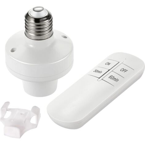 Lampe à télécommande sans fil E27 Interrupteur RF avec minuterie 30/60min Portée jusqu'à 100 pieds Compatible ampoules LED et incandescentes