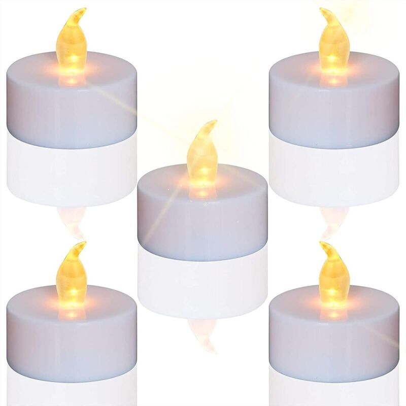 Lampe à thé, bougies sans flamme à LED clignotantes, 24 paquets de fausses bougies réalistes alimentées par batterie