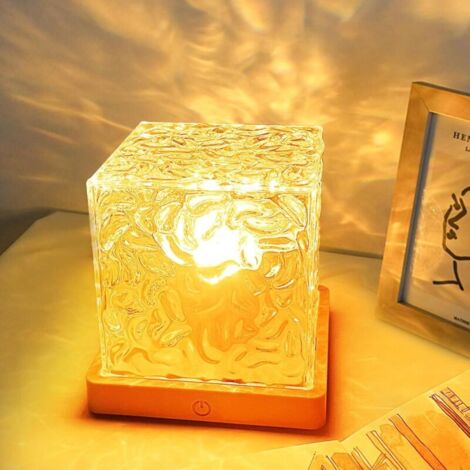 Lampe à vagues, lampe océan, lampe de chevet LED, lampe de table RVB 16 couleurs avec projecteur USB, lumière d'ambiance romantique à intensité variable pour chambre à coucher, salon, fêtes, rendez-vo