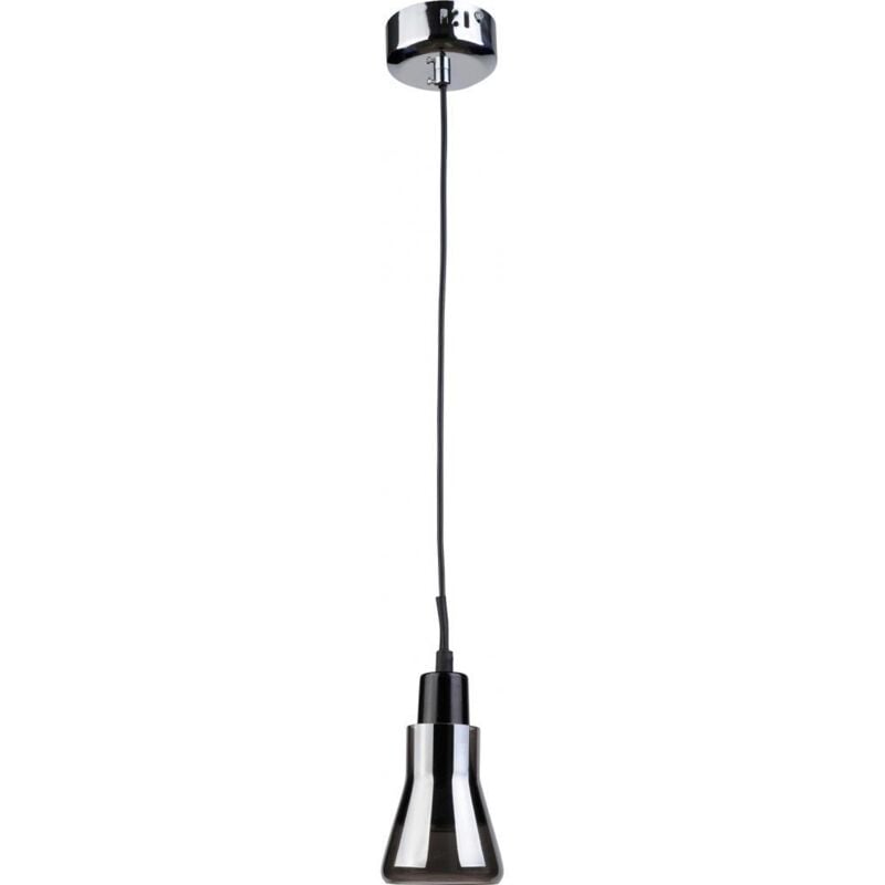 Lampe de plafond design - Petite suspension en métal chromé - Carter Gris transparent
