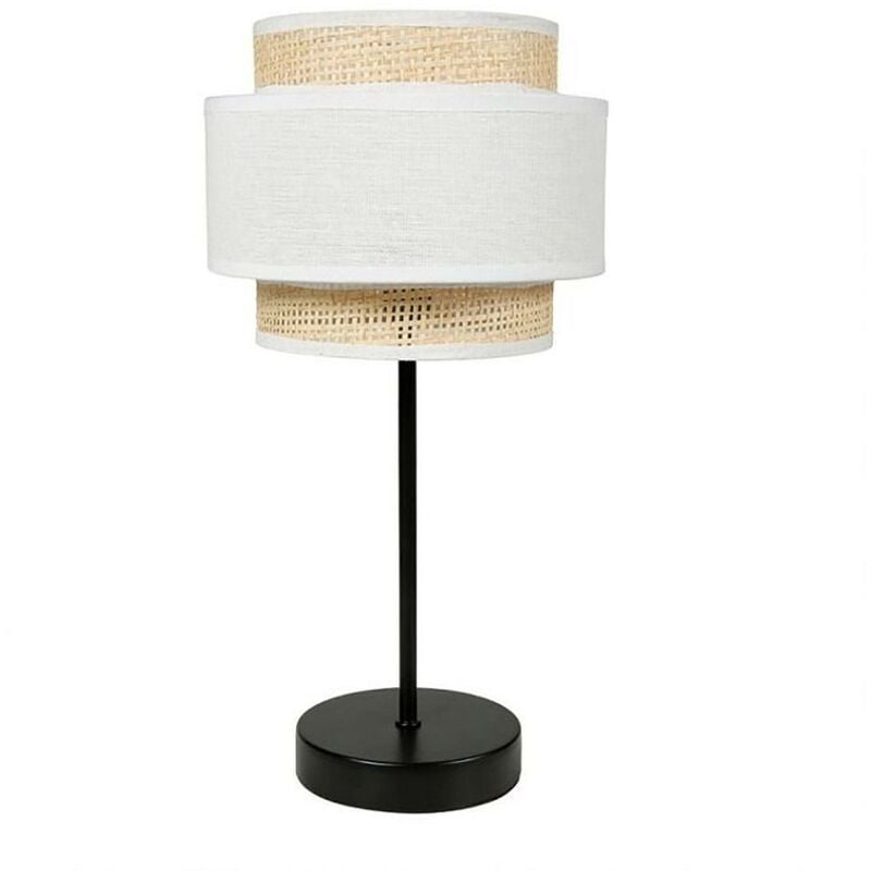 Ostaria - Lampe abat-jour papier rotin 3 niveaux blanc
