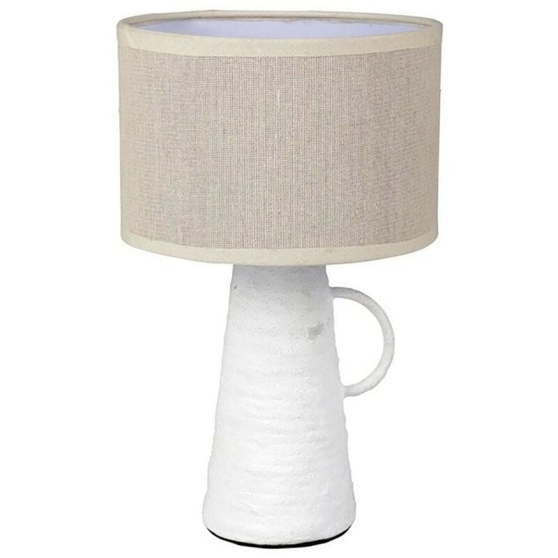 Ostaria - Lampe amphore métal Abisko blanche beige